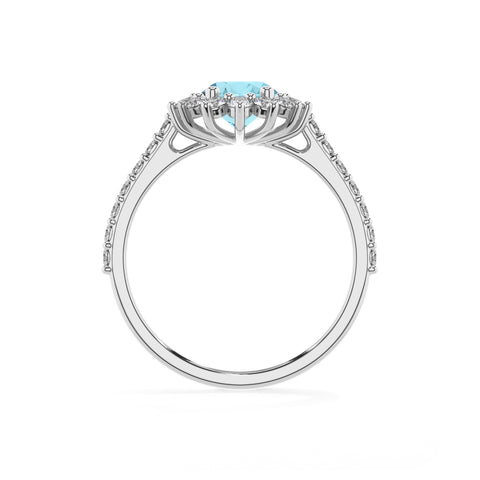 lab grown aquamarine oval half eterity halo solitaire engagement ring