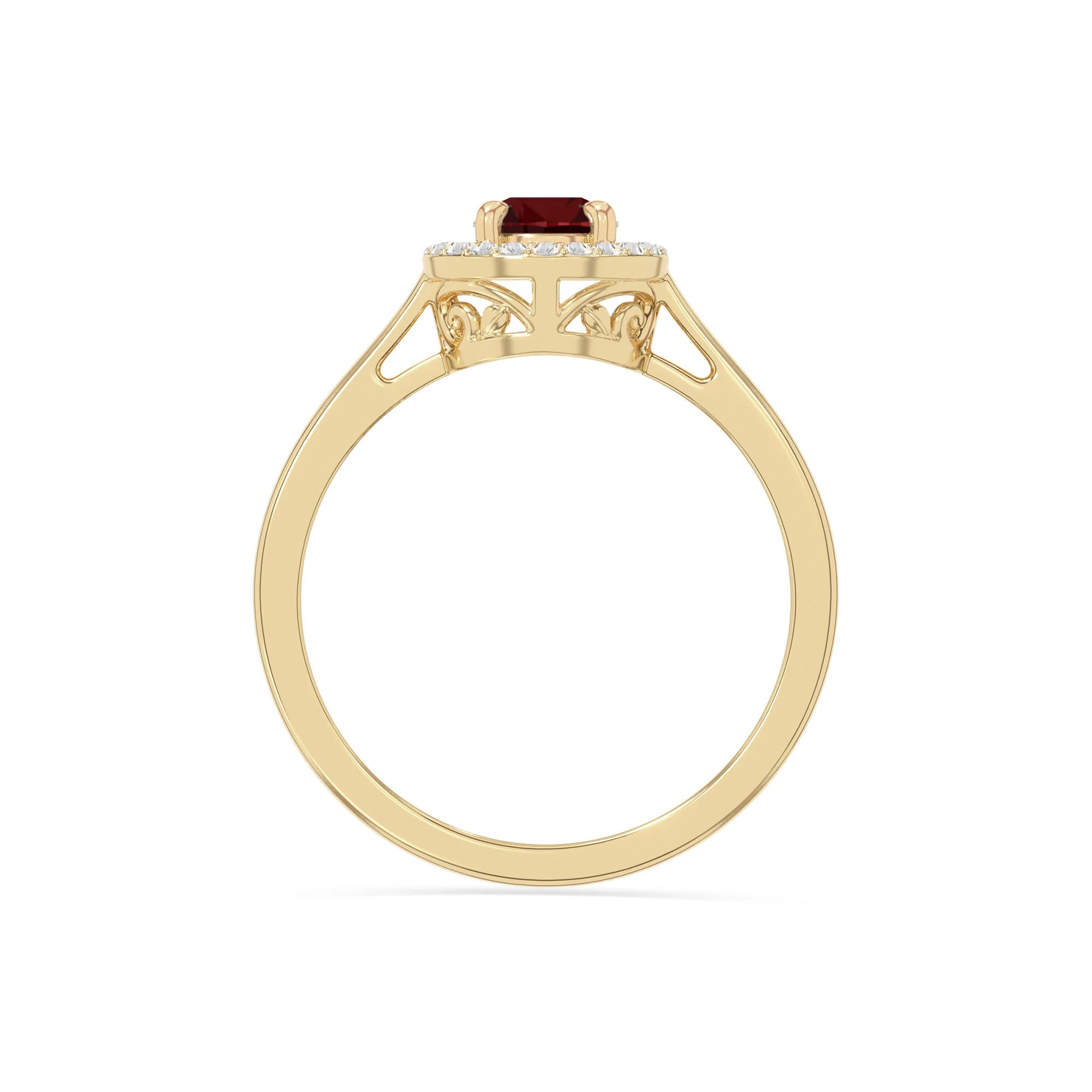 natural garnet solitaire halo engagement rings in yellow gold vermeil