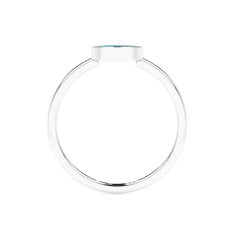 compressed turquoise moon shape stackable bezel-set ring