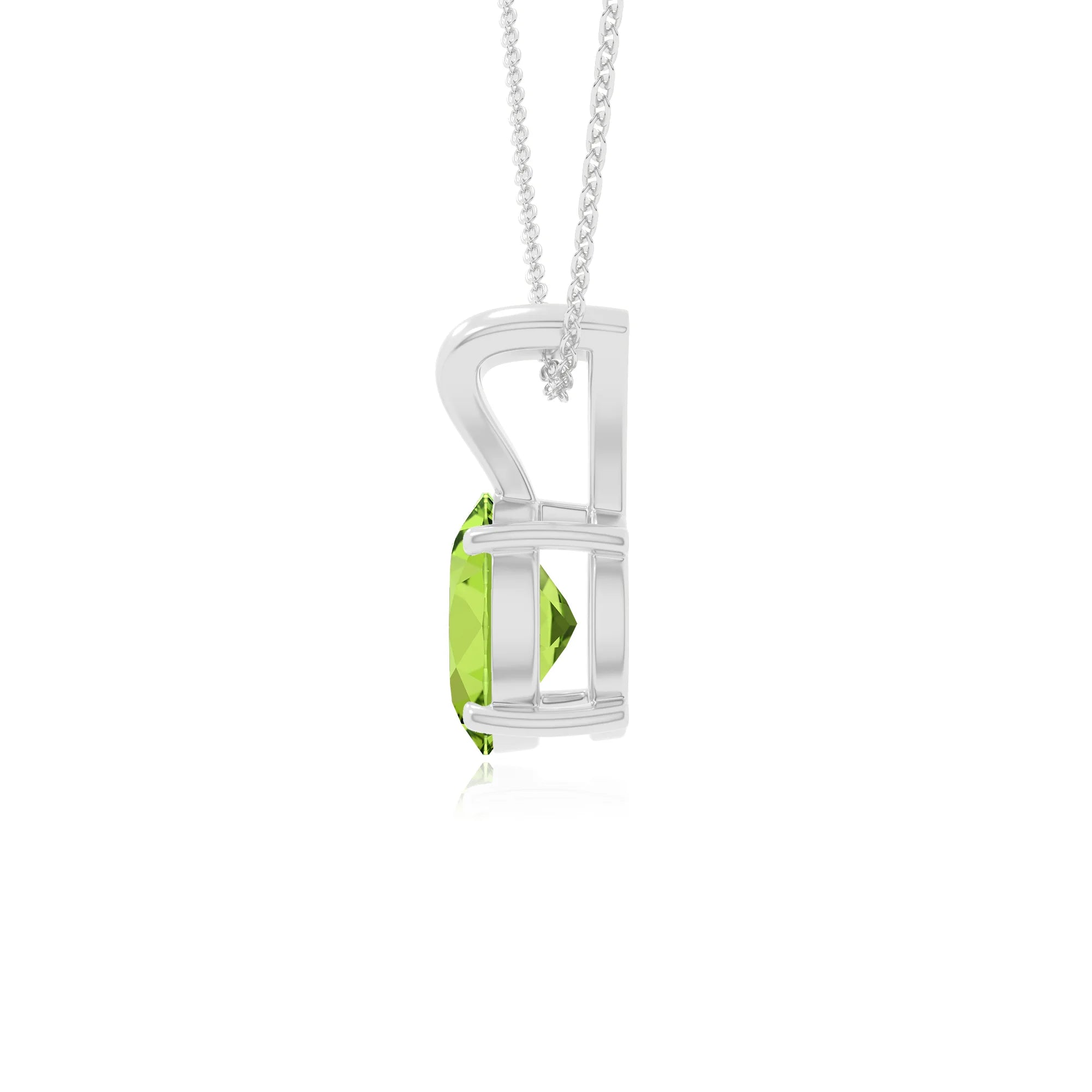 peridot v-bale solitaire necklaces in sterling silver 