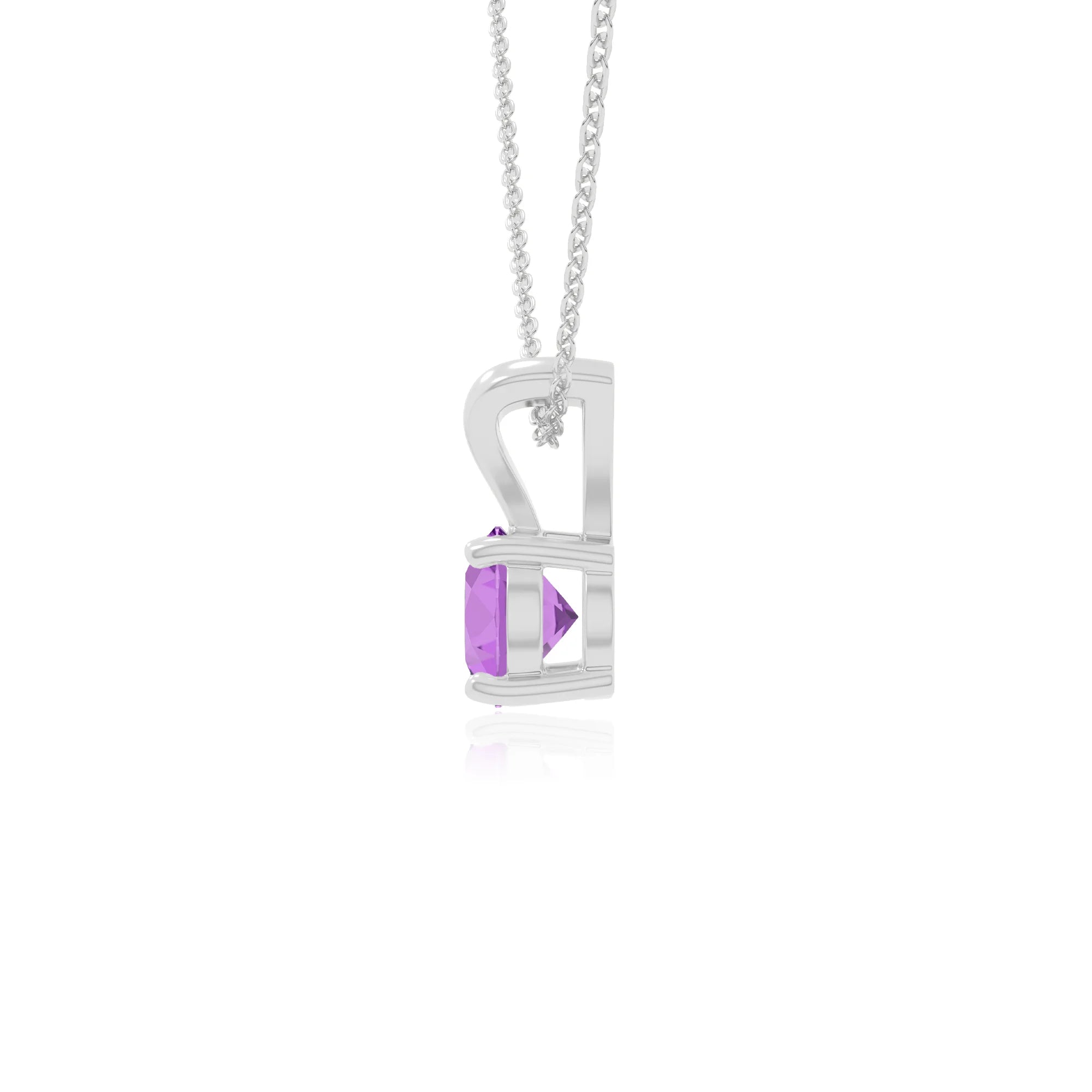 natural amethyst v-bale solitaire necklaces in sterling silver 