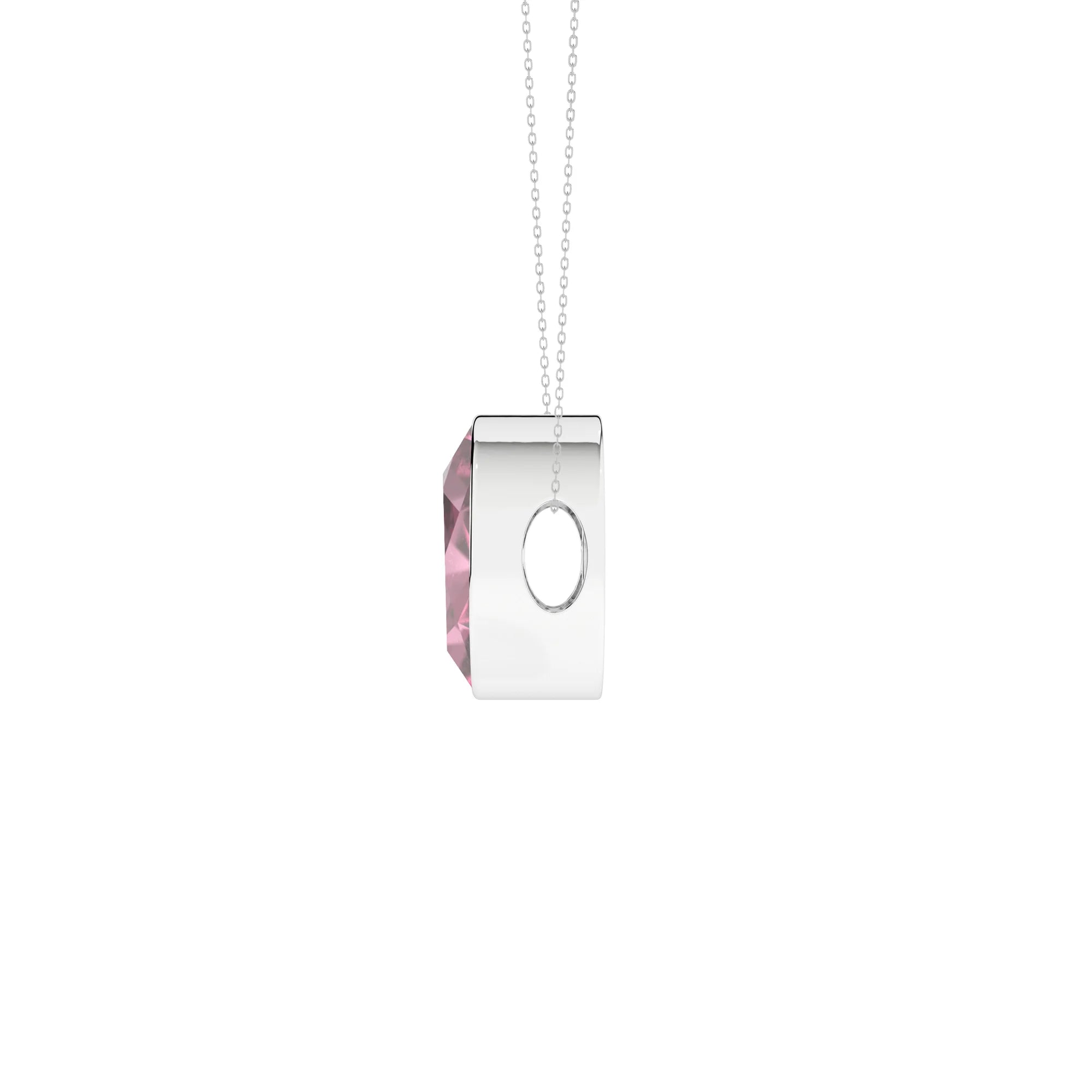 natural pink-tourmaline round shape pendant necklace