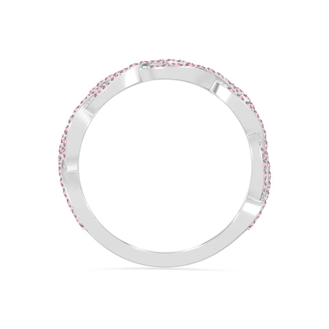 natural pink tourmaline twisted braided wedding band rings in sterling silver 