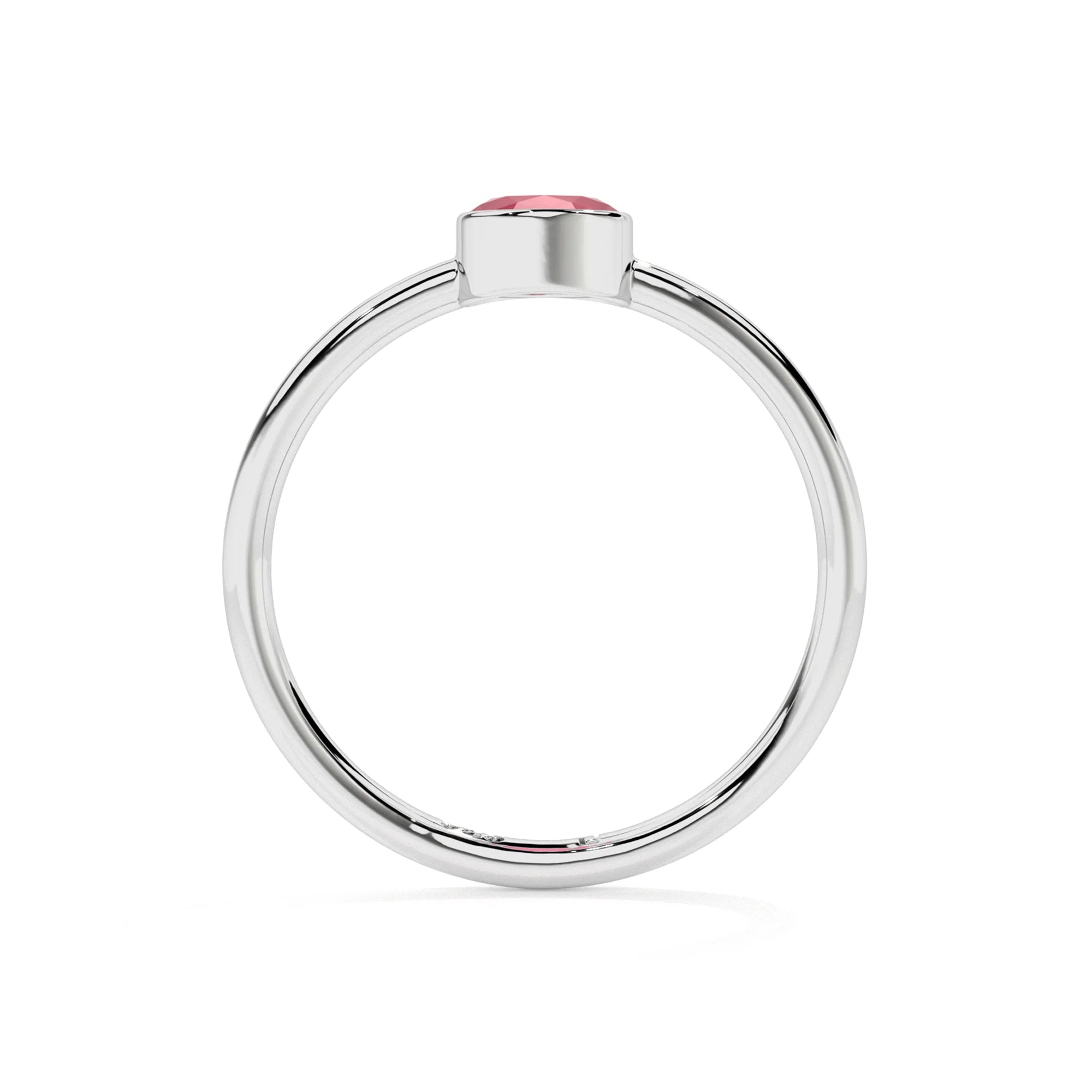 ruby round cut stackable bezel-set ring
