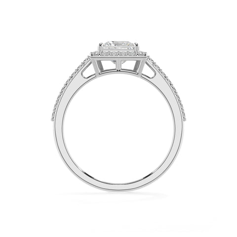 lab-grown moissanite princess half eterity halo solitaire engagement ring