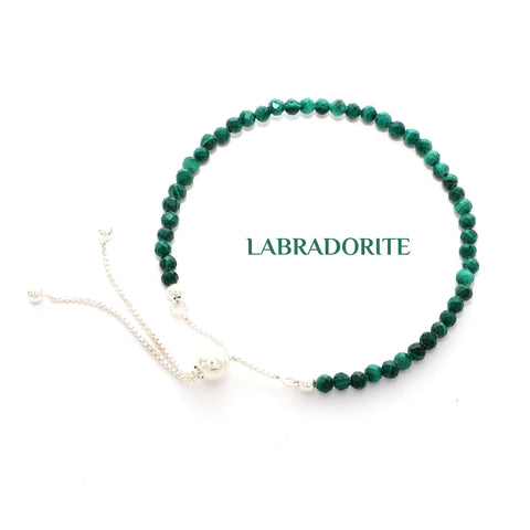 natural malachite round shape bolo bracelet