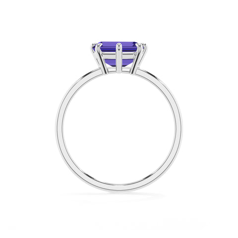 lab-grown tanzanite emerald solitaire engagement ring