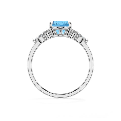 natural swiss blue topaz pear solitaire engagement ring