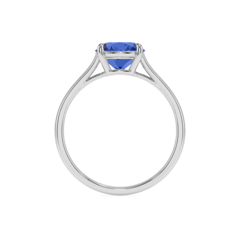 lab grown blue sapphire round solitaire engagement ring