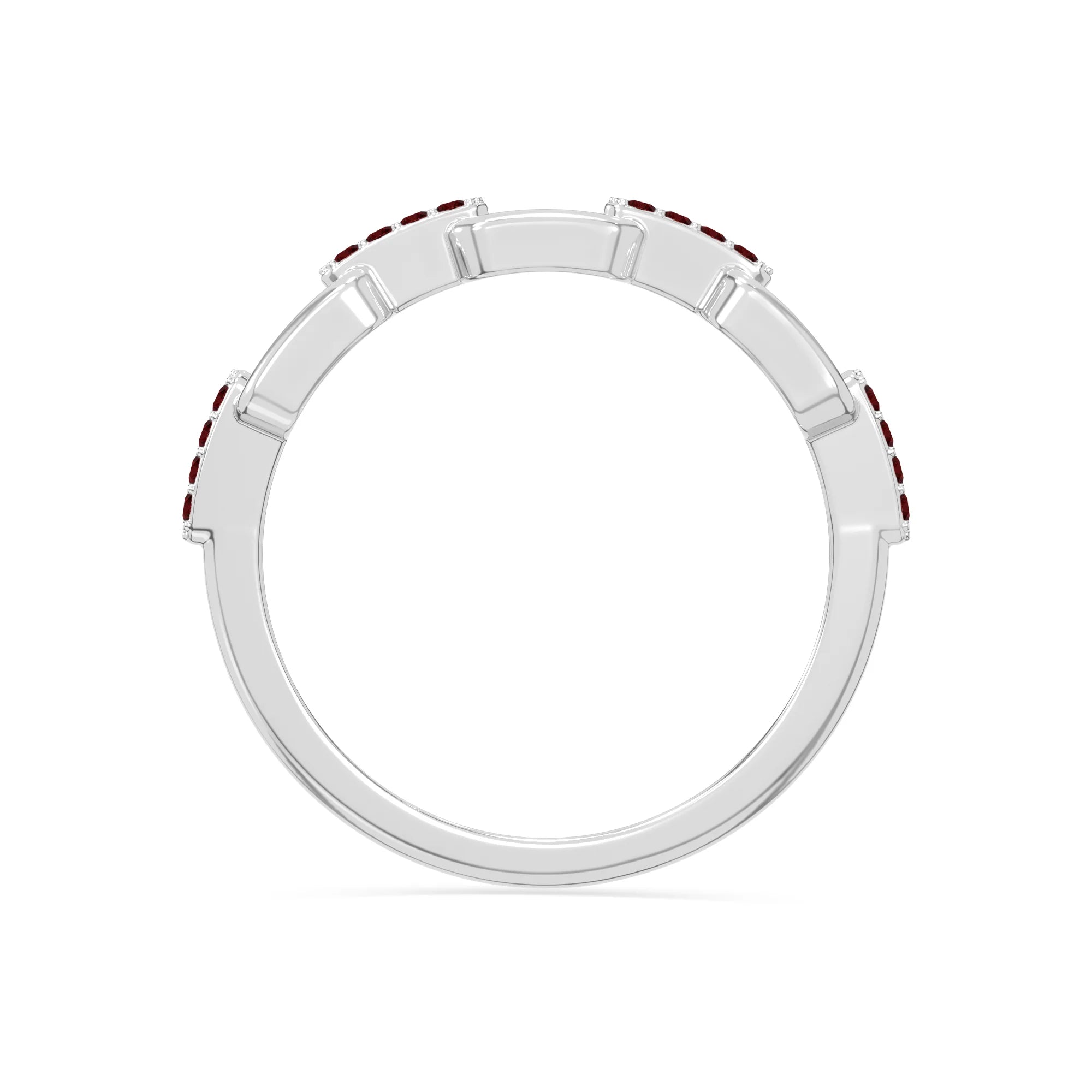 natural garnet interlocking wedding band rings in sterling silver 