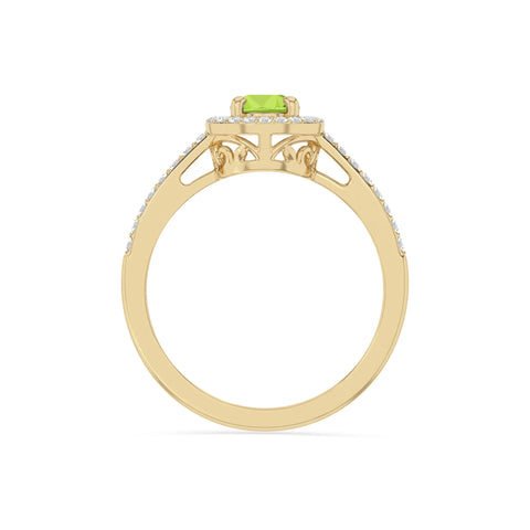 natural peridot solitaire halo engagement rings in yellow gold vermeil