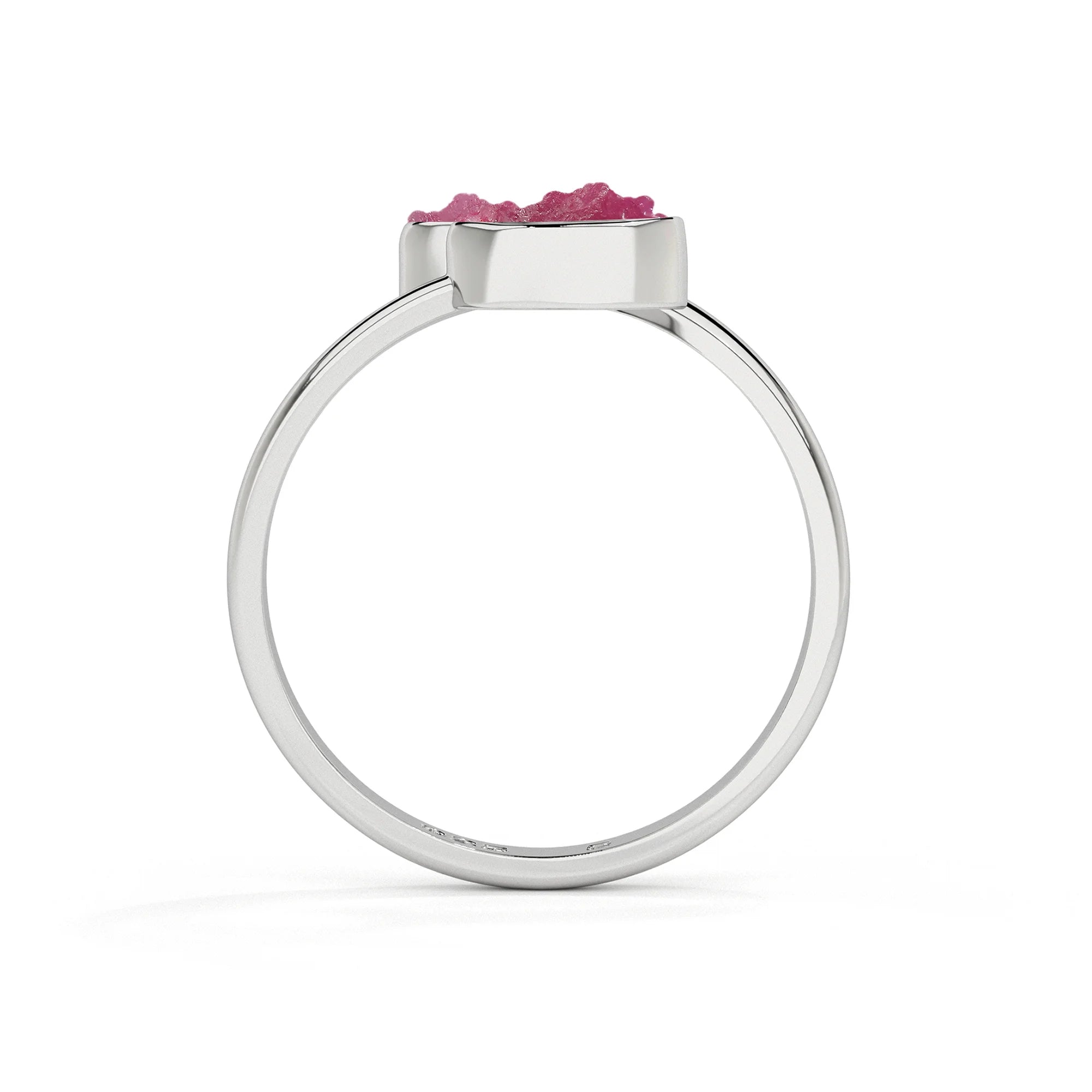 ruby rough shape stackable bezel-set ring