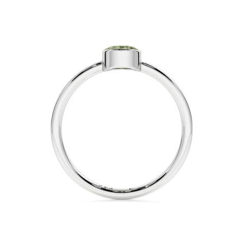 moldavite oval cut stackable bezel-set ring