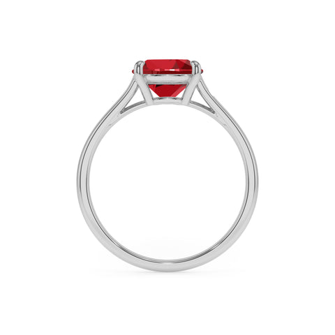 lab grown ruby cushion solitaire engagement ring