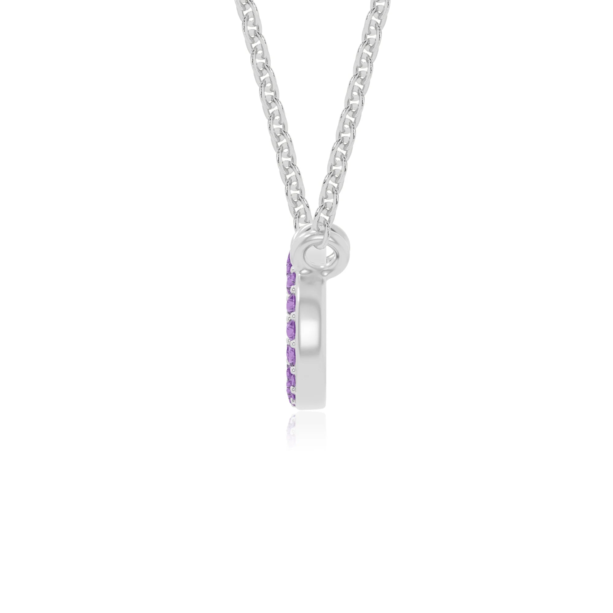 natural amethyst oval paperclip necklaces in sterling silver 