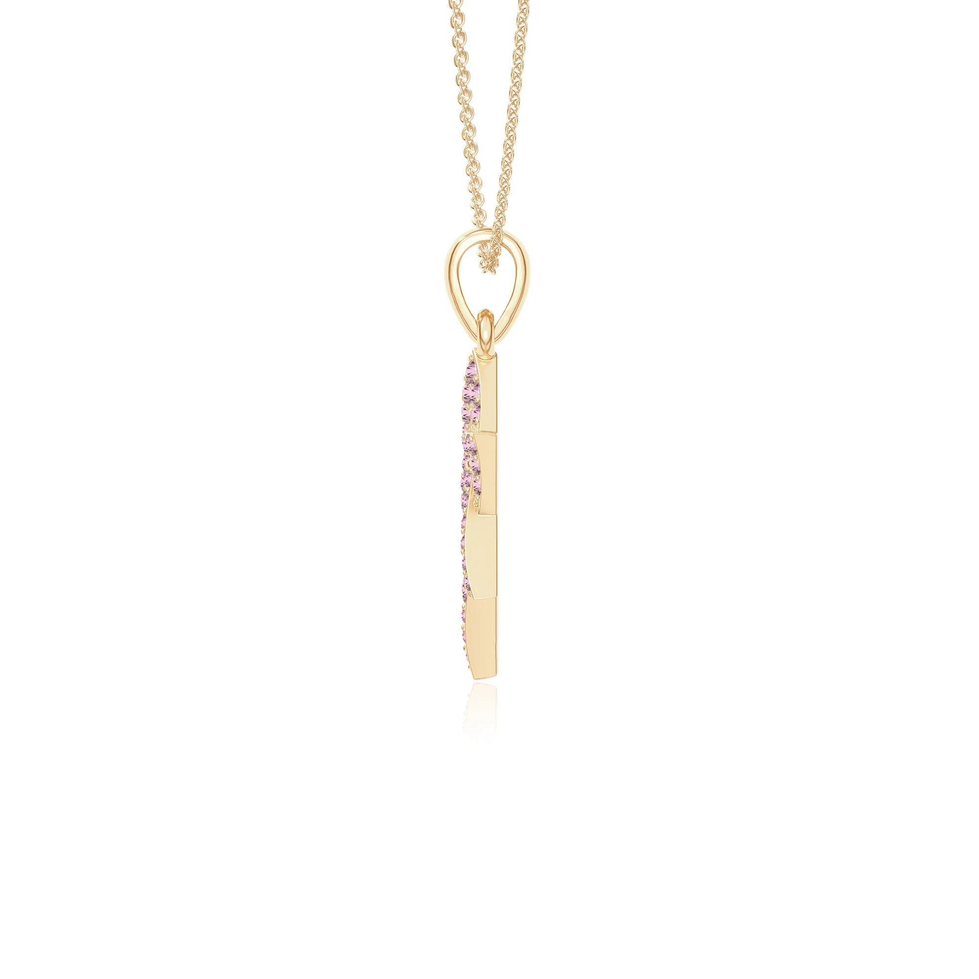 natural pink-tourmaline infinity love knot necklaces in yellow gold vermeil 