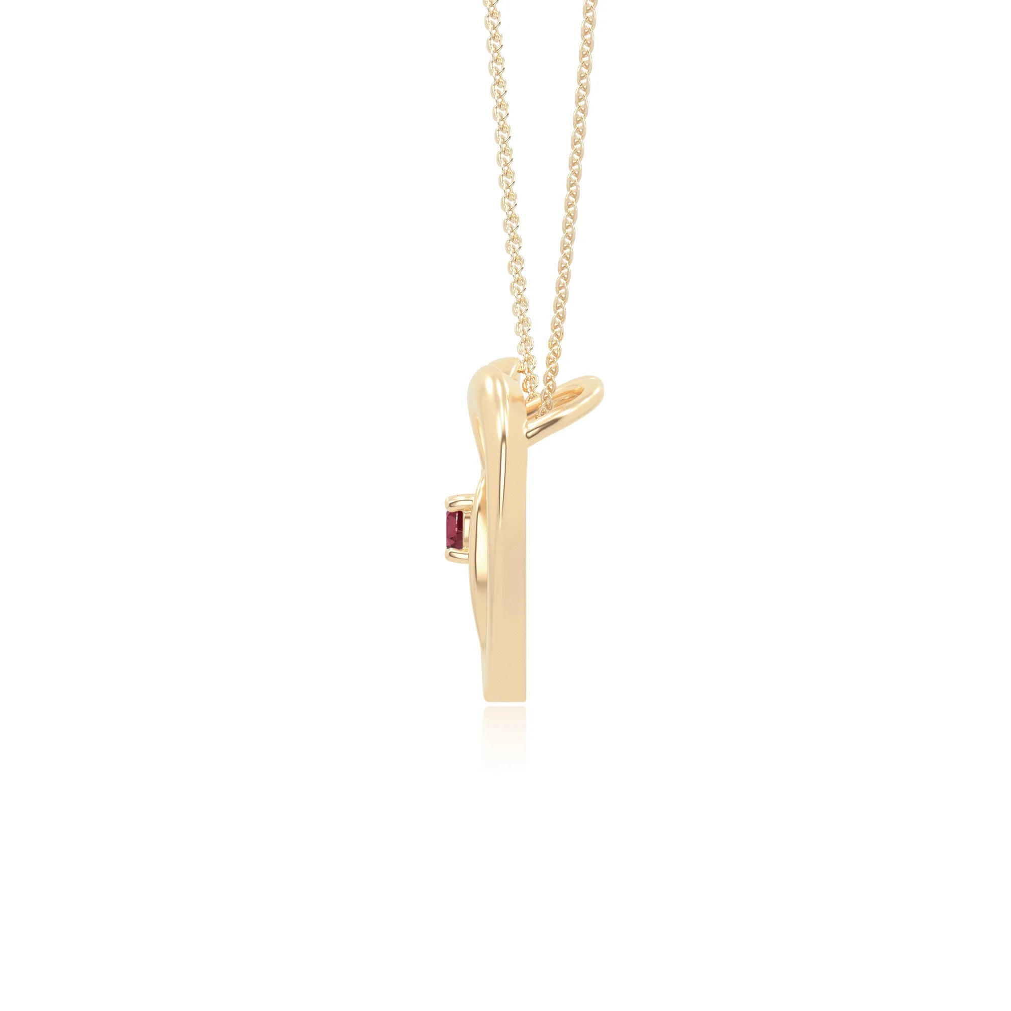 natural ruby floral heart necklaces in yellow gold vermeil 