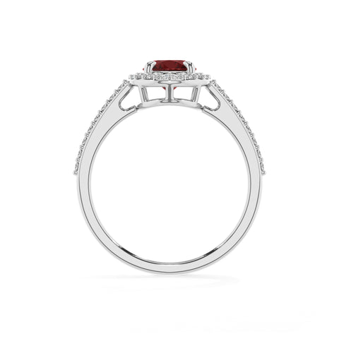 natural garnet oval half eterity halo solitaire engagement ring