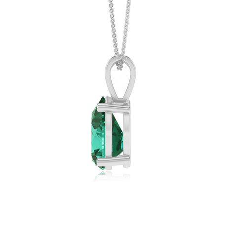 lab grown emerald pear shape solitaire v-bale pendant necklace