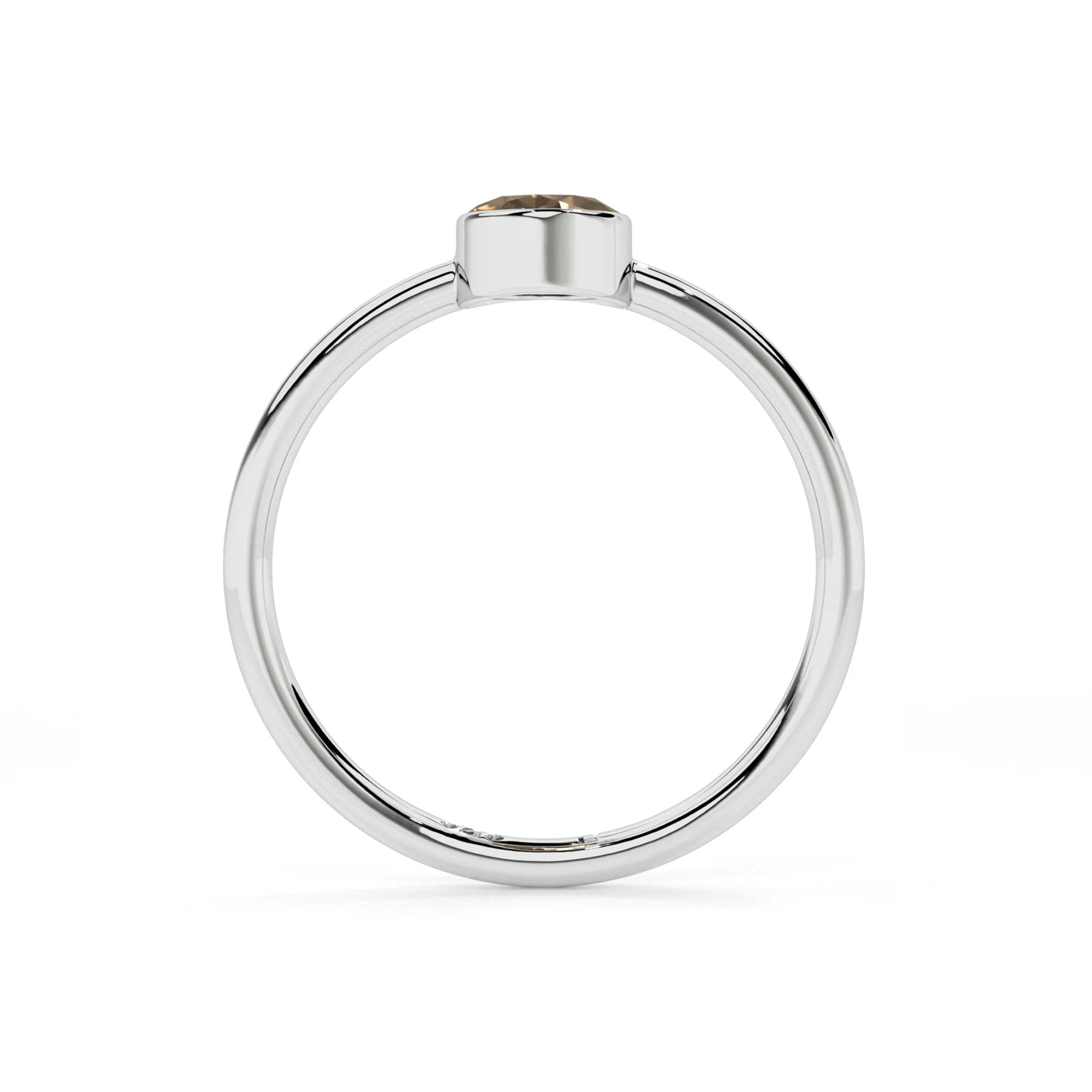smoky quartz oval cut stackable bezel-set ring