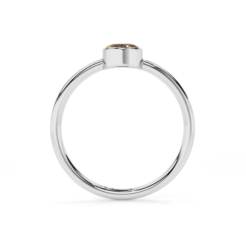 smoky quartz oval cut stackable bezel-set ring