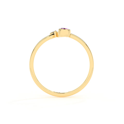 pisces zodiac ring with natural amethyst gold vermeil