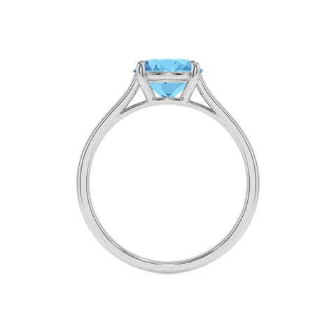 natural swiss blue topaz round solitaire engagement ring