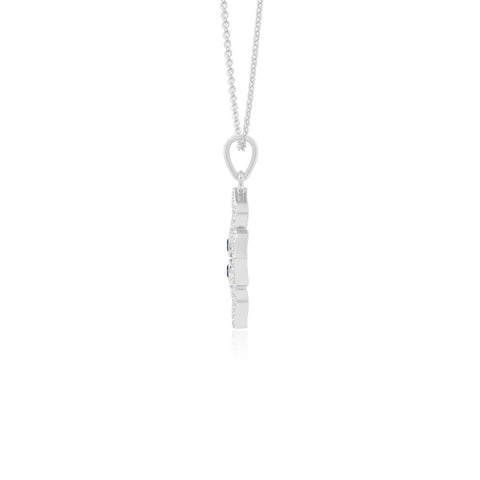 natural blue-sapphire 4 petal flower necklaces in sterling silver 