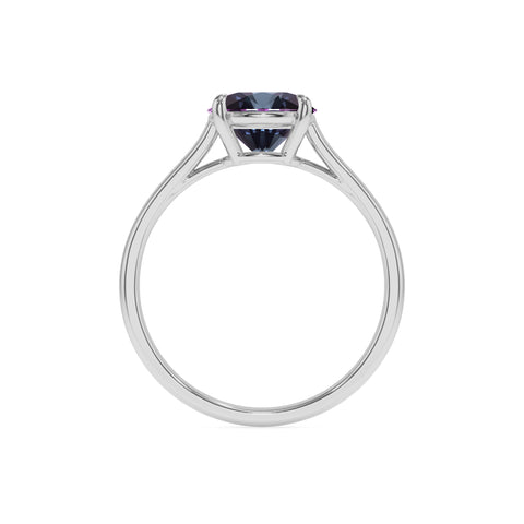 lab grown alexandrite round solitaire engagement ring