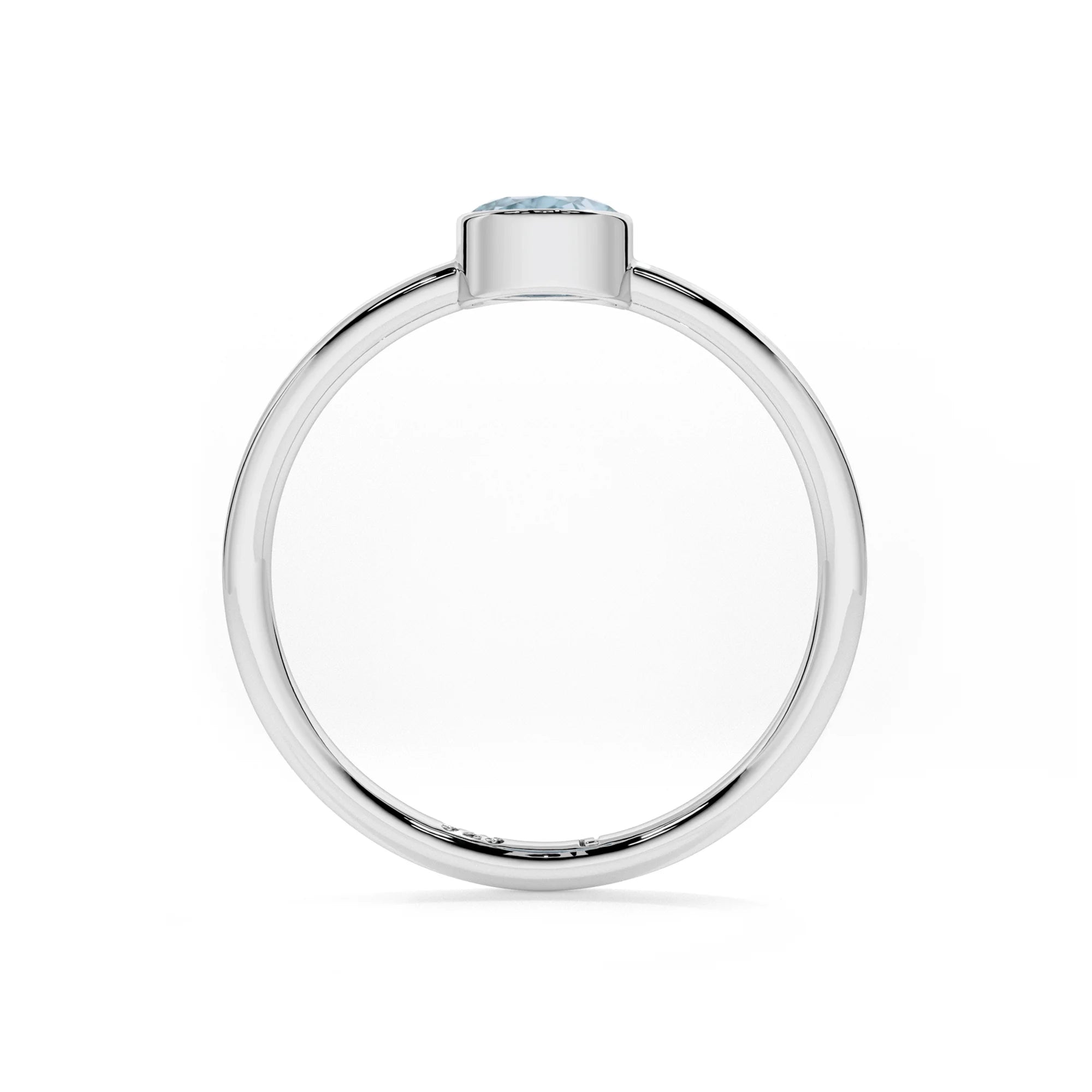aquamarine round cut stackable bezel-set ring
