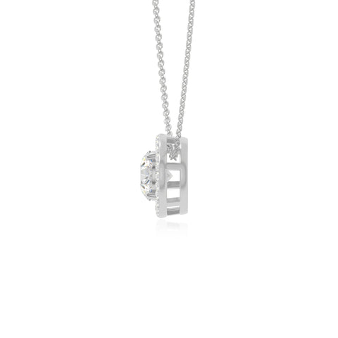 moissanite solitaire halo necklaces in sterling silver 