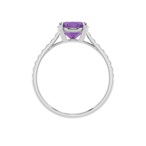 lab grown amethyst round half eterity solitaire engagement ring