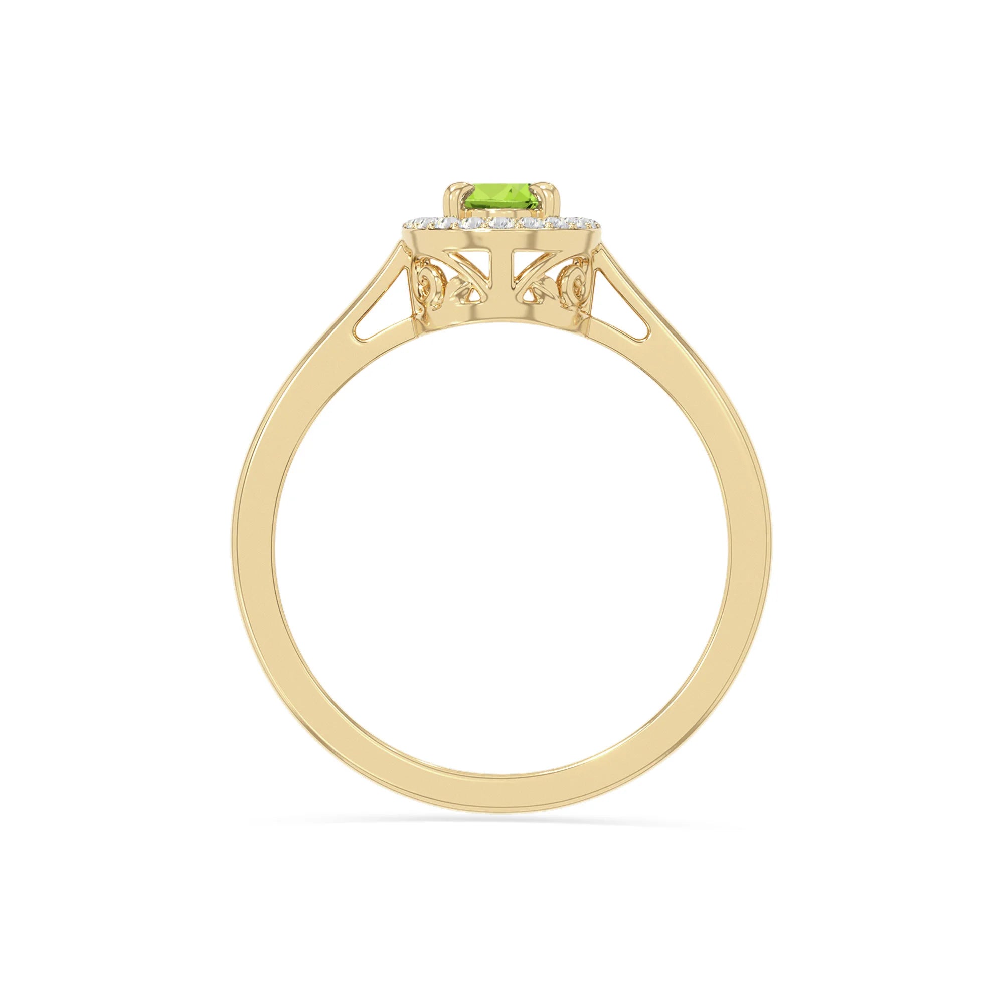 natural peridot solitaire halo engagement rings in yellow gold vermeil
