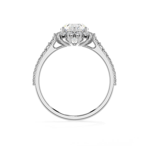 lab-grown moissanite pear half eterity halo solitaire engagement ring