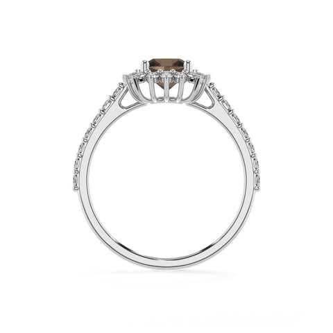 natural smoky-quartz cushion half eterity halo solitaire engagement ring