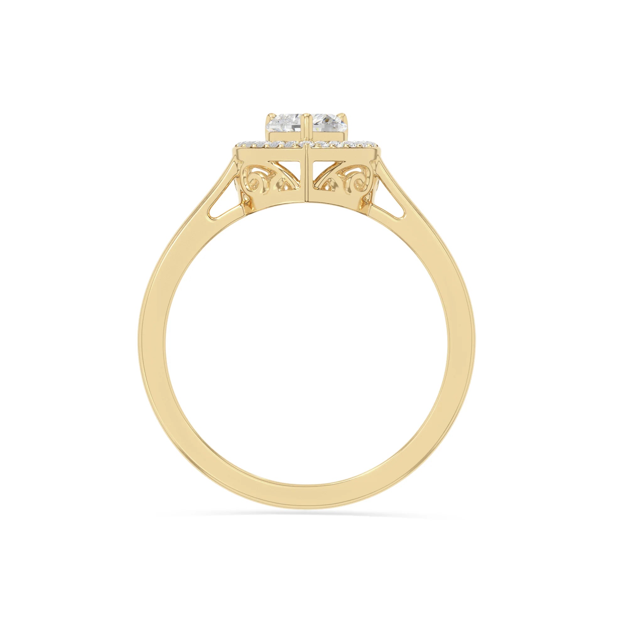 natural moissanite solitaire halo engagement rings in yellow gold vermeil