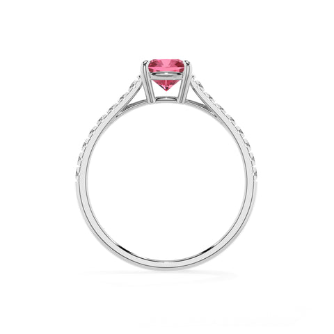 lab-grown pink-tourmaline cushion half eterity solitaire engagement ring