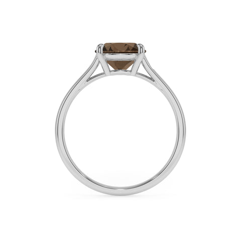 natural smoky quartz cushion solitaire engagement ring