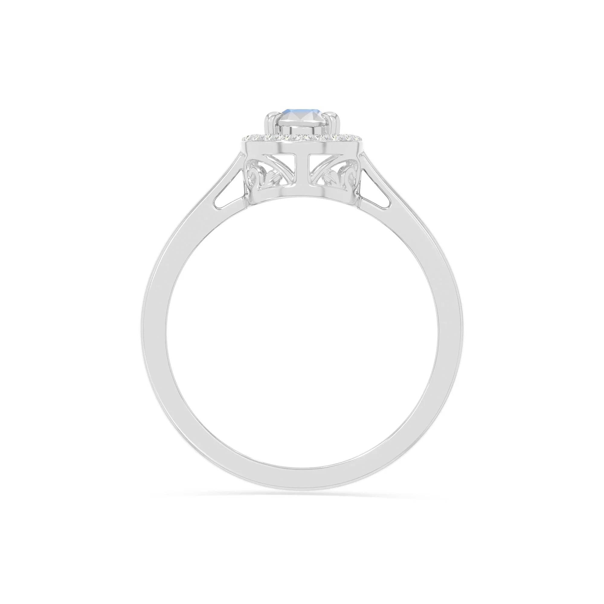 natural rainbow moonstone solitaire halo engagement rings in sterling silver 