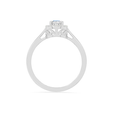 natural rainbow moonstone solitaire halo engagement rings in sterling silver 