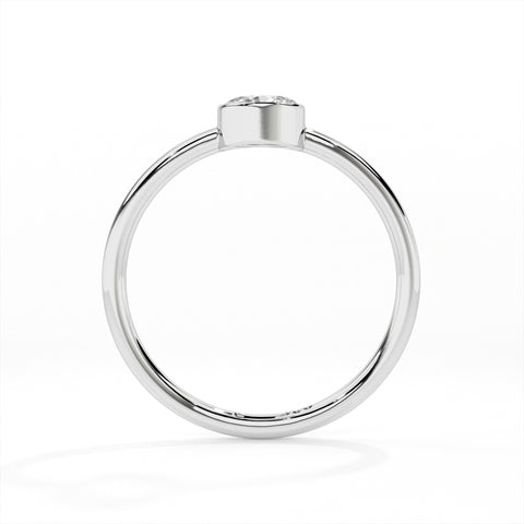 white topaz round cut stackable bezel-set ring