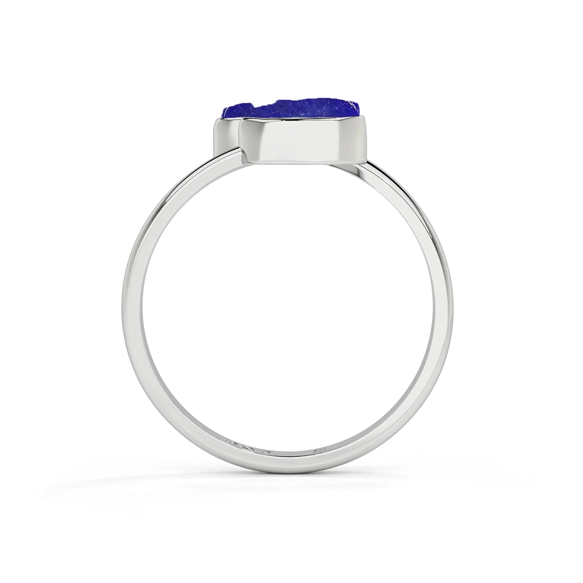lapis-lazuli rough shape stackable bezel-set ring