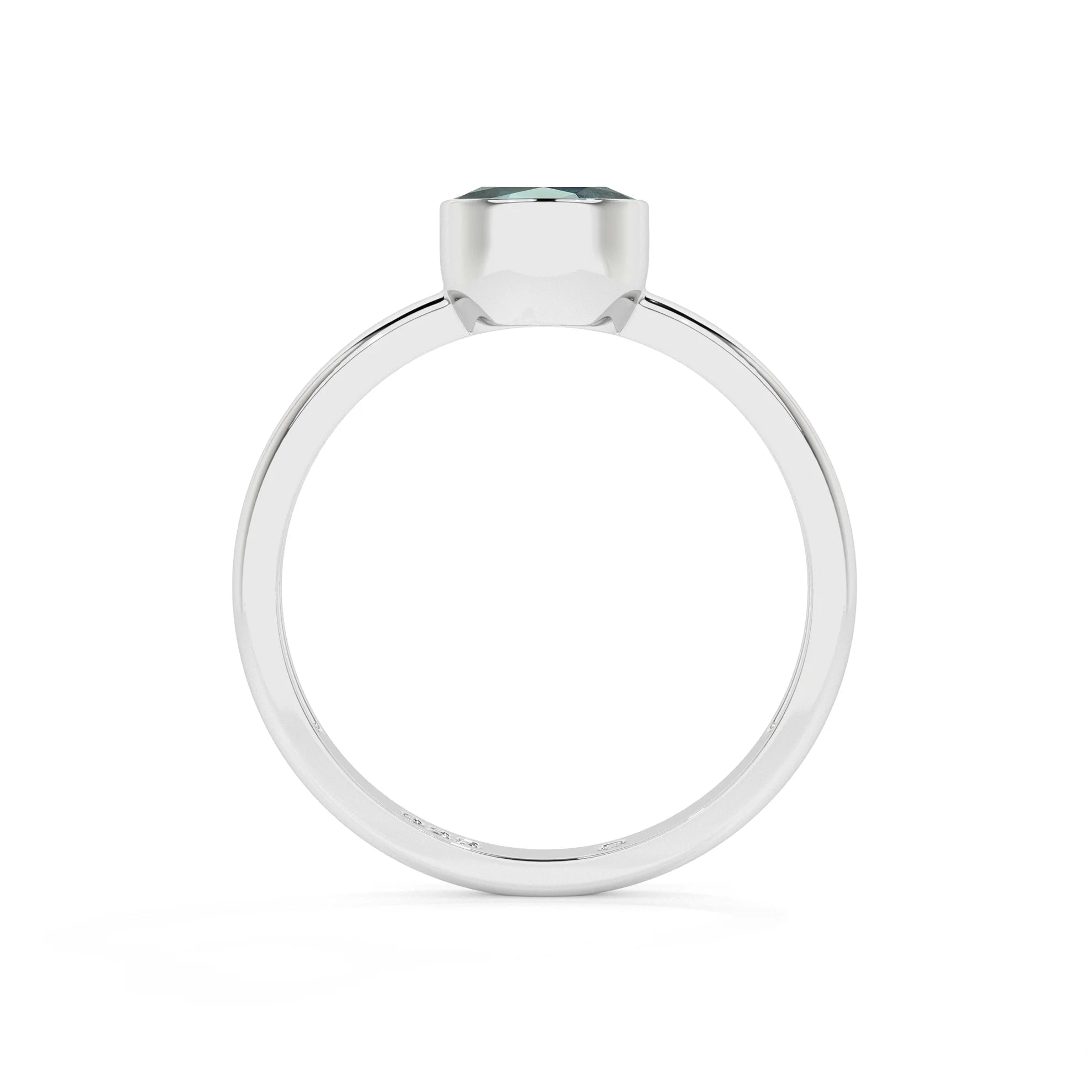 london blue topaz oval cut stackable bezel-set ring