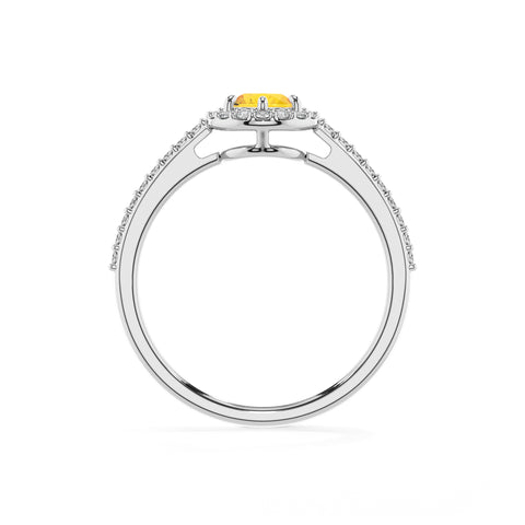 lab-grown yellow-sapphire pear half eterity halo solitaire engagement ring