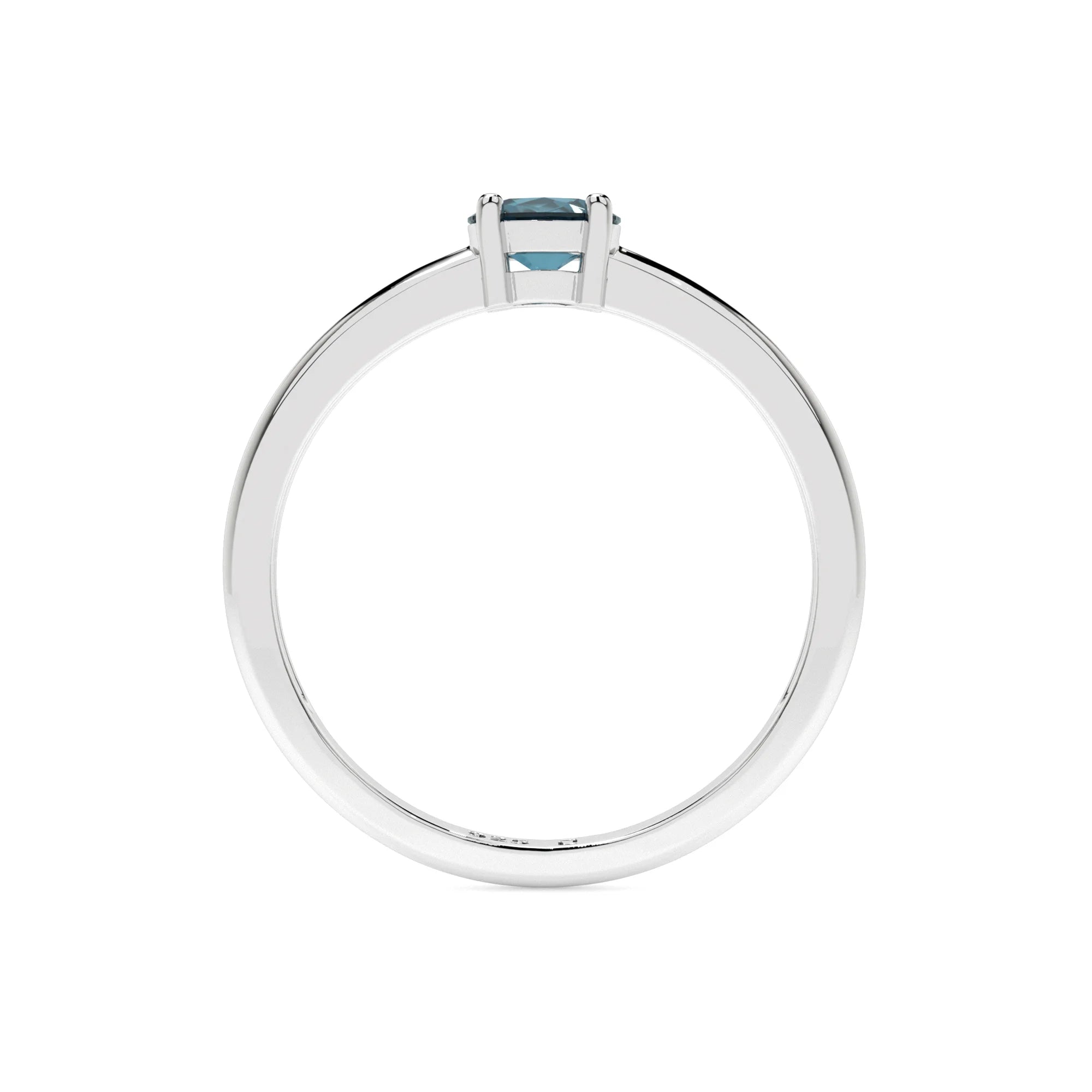 london blue topaz round cut stackable prong-set ring