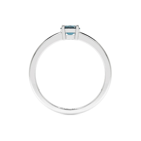 london blue topaz round cut stackable prong-set ring