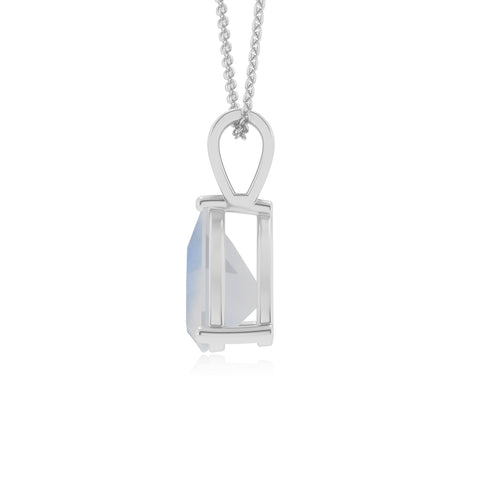 natural rainbow moonstone trillion shape solitaire v-bale pendant necklace