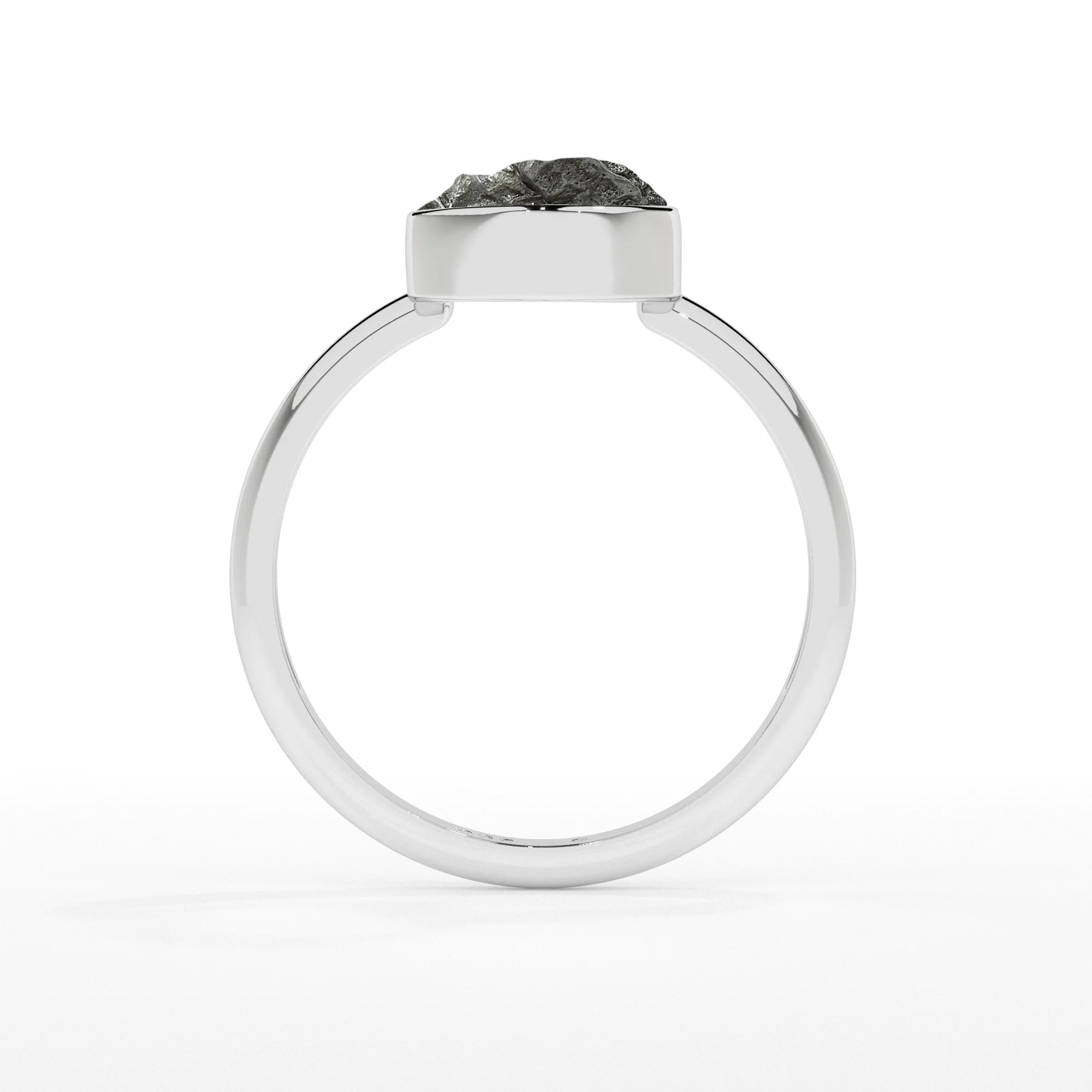 meteorite rough shape stackable bezel-set ring