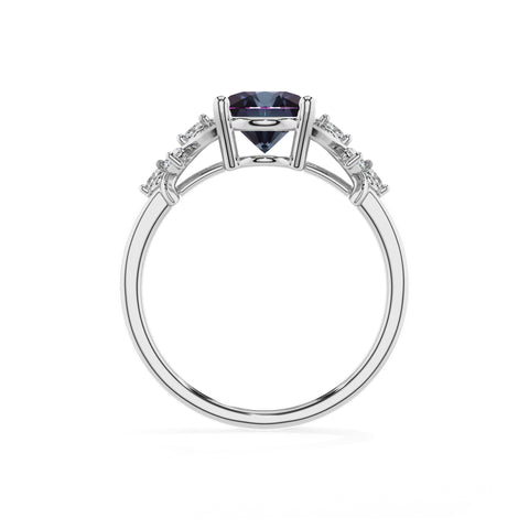 lab grown alexandrite oval criss cross solitaire engagement ring