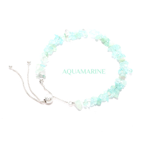 natural aquamarine rough shape bolo bracelet